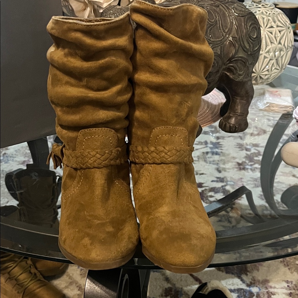 Indigo Tan Heeled Boots